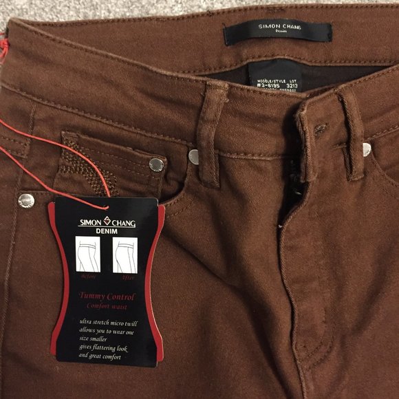 Simon Chang Brown Jeans - NWT - Picture 3 of 4